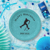 Field Hockey Girls Birthday Sparkle Pappteller (Party)