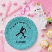 Field Hockey Girls Birthday Sparkle Pappteller (Party)