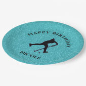 Field Hockey Girls Birthday Sparkle Pappteller (Schrägansicht)
