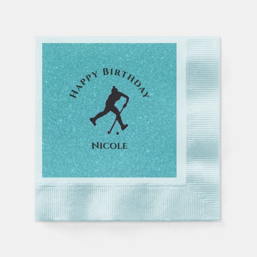 Field Hockey Girls Birthday Sparkle Serviette (Vorderseite)