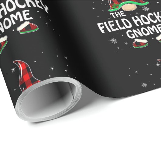 Field Hockey Gnome Buffalo Kariert Matching Family Geschenkpapier (Rolleneckpunkt)