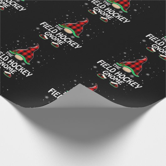 Field Hockey Gnome Buffalo Kariert Matching Family Geschenkpapier (Ecke)