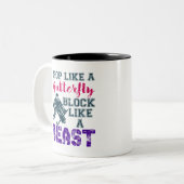 Field Hockey Goalie Block wie eine Bestie Zweifarbige Tasse (Vorderseite Links)