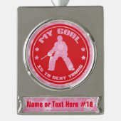 Field Hockey Goalie Custom Weihnachtsdekoration Banner-Ornament Silber (Vorderseite)