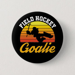 Field Hockey Goalkeeper Retro Button