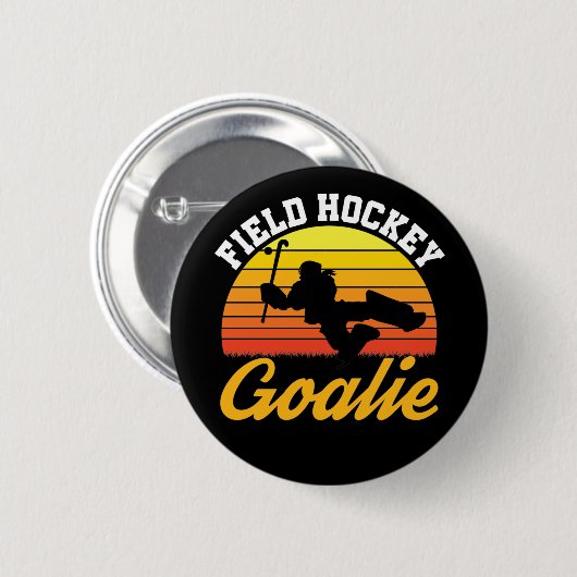 Field Hockey Goalkeeper Retro Button (Vorne & Hinten)
