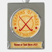 Field Hockey Personalisierte Weihnachtsfeier Banner-Ornament Silber (Vorderseite)