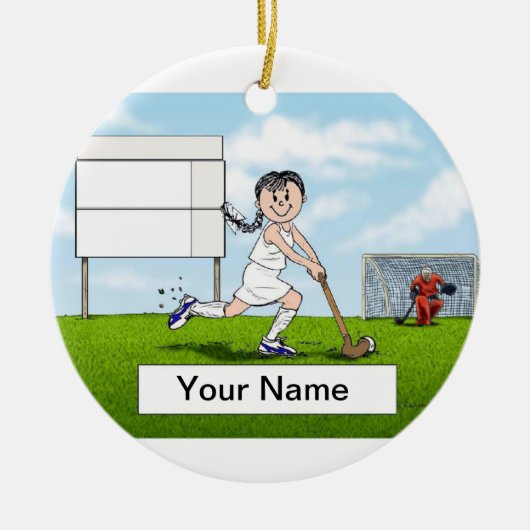 Field Hockey Player - Frauen Keramik Ornament (Vorne)