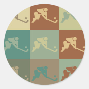 Field Hockey Pop Art Runder Aufkleber