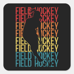Field Hockey Retro Vintag Field Hockey Quadratischer Aufkleber