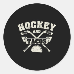Field Hockey und Tacos Fan League Eishockey Playa Runder Aufkleber