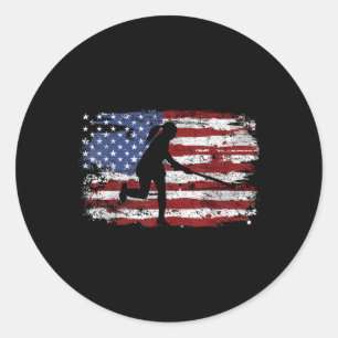 Field Hockey Vintage USA-Flagge Runder Aufkleber