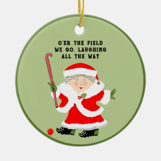 Field Hockey Weihnachtskollektiv Keramik Ornament (Vorne)