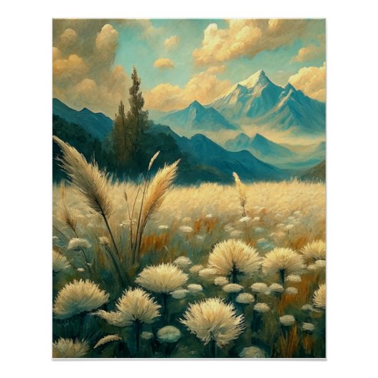 Field Landscape Wild Flowers Wall Poster Art (Vorderseite)