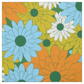 Field of Flowers Green Retro Print Stoff (Muster)