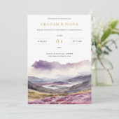 Field of Heather Watercolor Invitation Einladung (Stehend Vorderseite)