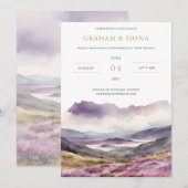 Field of Heather Watercolor Invitation Einladung (Vorne/Hinten)