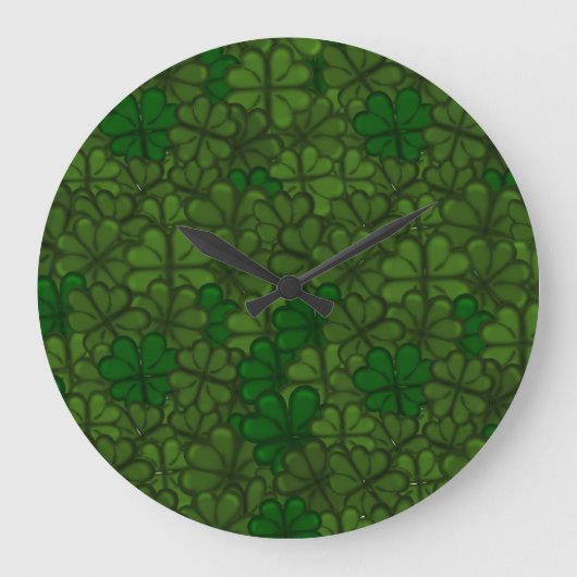 Field of Shamrocks Digital Art Pattern St Patricks Große Wanduhr (Vorderseite)
