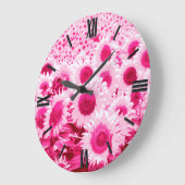 Field of Sunflowers - shades of fuchsia pink Große Wanduhr (Winkel)