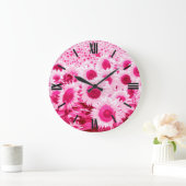 Field of Sunflowers - shades of fuchsia pink Große Wanduhr (Zuhause)