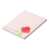 Field Poppy Blume Personalisiert Rot Linde Notizblock (Rotiert)