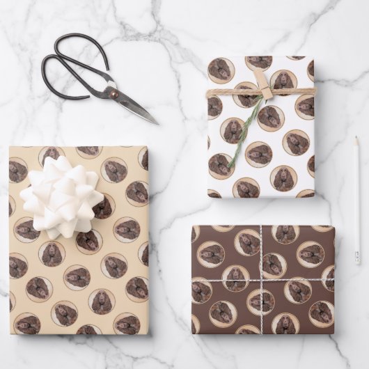 Field Spanel Malerei Roan Niedliche Original Dog A Geschenkpapier Set (Vorderseite)