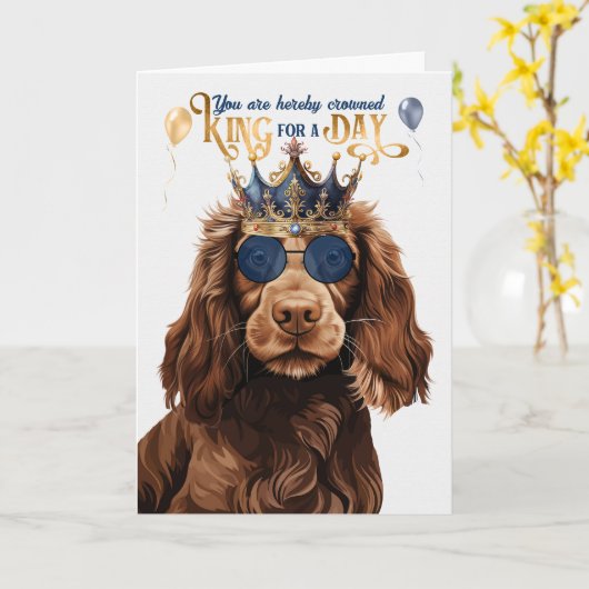 Field Spaniel Dog King Funny Birthday Karte (Gelbe Blume)