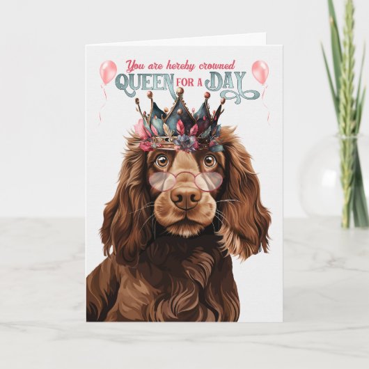 Field Spaniel Dog Queen Funny Birthday Karte (Vorderseite)