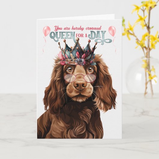 Field Spaniel Dog Queen Funny Birthday Karte (Gelbe Blume)