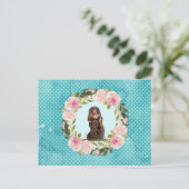 Field Spaniel Fasanenmuster Postkarte (Stehend Vorderseite)