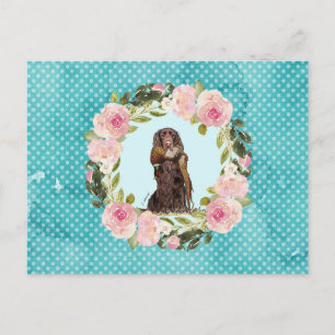 Field Spaniel Fasanenmuster Postkarte