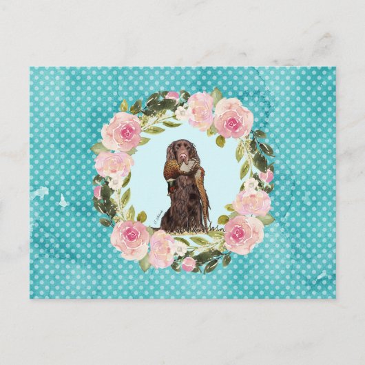 Field Spaniel Fasanenmuster Postkarte (Vorderseite)