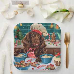 Field Spaniel Feiertag Backen: Feierliche Weihnach Pappteller