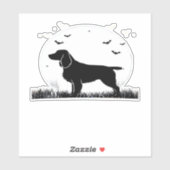 Field Spaniel Hund � Halloween Moon Silhouette Cla Aufkleber (Blatt)