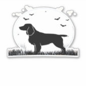 Field Spaniel Hund � Halloween Moon Silhouette Cla Aufkleber (Vorderseite)