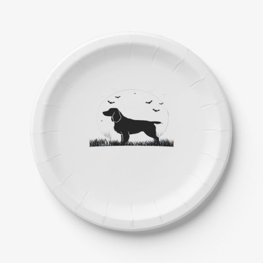 Field Spaniel Hund � Halloween Moon Silhouette Cla Pappteller (Vorderseite)