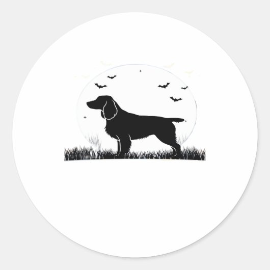 Field Spaniel Hund � Halloween Moon Silhouette Cla Runder Aufkleber (Vorderseite)
