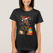 Field Spaniel Reindeer Christmas Lights Funny Dog T-Shirt (Vorderseite)