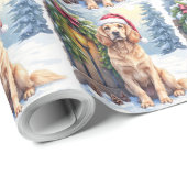 Field Spaniel Snowy Fence Santa Hat Christmas Art Geschenkpapier (Rolleneckpunkt)