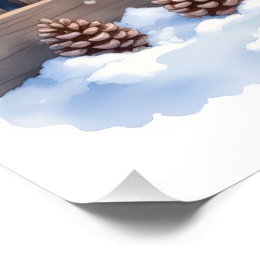 Field Spaniel Snowy Fence Santa Hat Christmas Art Poster (Ecke)