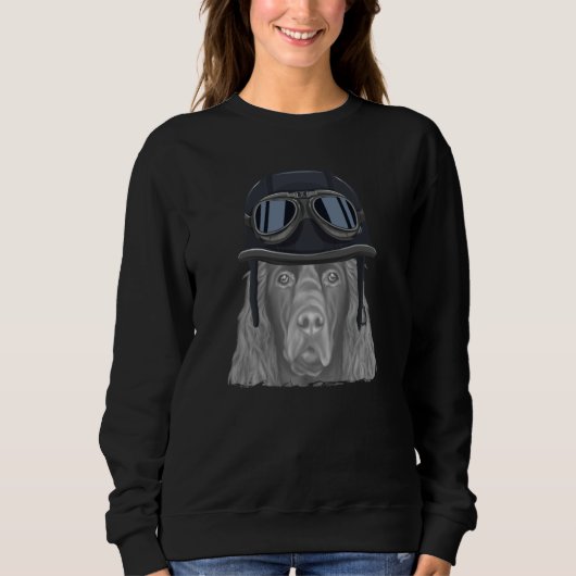 Field Spaniel Wearing Vintage Motorcycle Helmet Sweatshirt (Vorderseite)