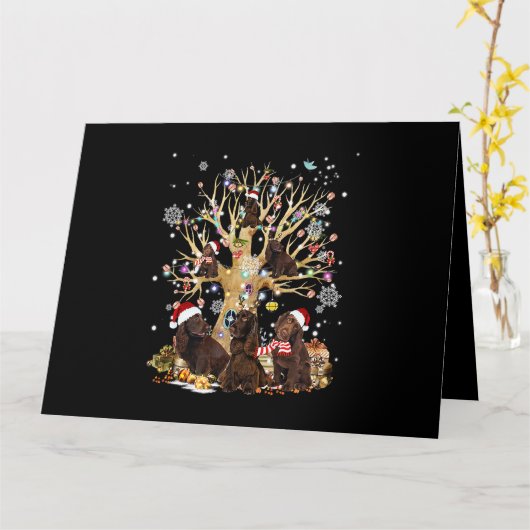 Field Spaniel Weihnachtsbaum Lichter Xmas Pajama D Karte (Gelbe Blume)