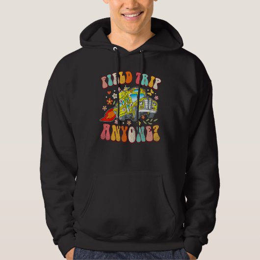 Field Trip Anyone Groovy School Bus Driver Yellow Hoodie (Vorderseite)