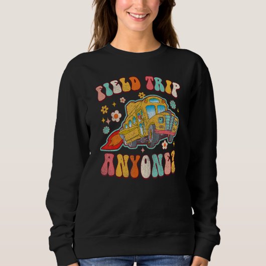 Field Trip Anyone Groovy School Bus Driver Yellow  Sweatshirt (Vorderseite)