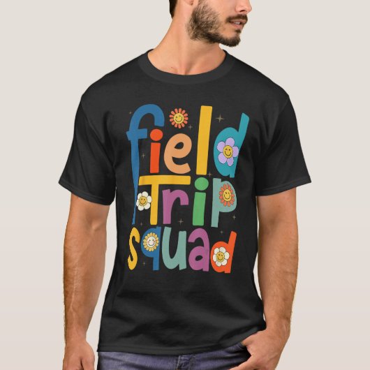 Field Trip Squad Groovy Retro Field Day 2023 Teach T-Shirt (Vorderseite)