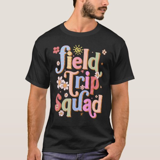 Field Trip Squad Groovy Retro Field Day 2023 Teach T-Shirt (Vorderseite)