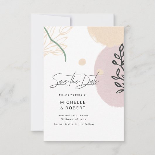 Fields of Dreams Blush moderne Save The Date Karte (Vorderseite)