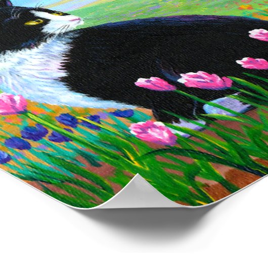 Fields von Tulips Tuxedo Black Cat Art Poster (Ecke)