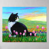 Fields von Tulips Tuxedo Black Cat Art Poster (Vorne)