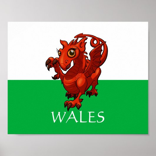 Fierce aber Niedlich Baby Welsh Red Dragon Cartoon Poster (Vorne)